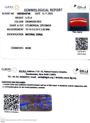 5.76/CT Natural Red Coral With Govt. Lab Certificate-10833D43746